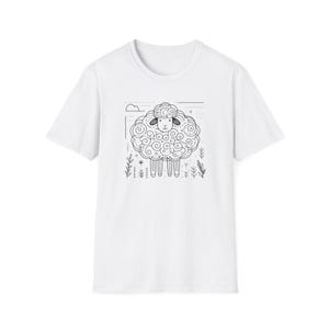 Whimsical Sheep Design Unisex Softstyle T-Shirt - Graphic Tee, Animal Lover Gift, Casual Apparel, Cozy Wear
