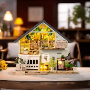 DIY Miniature House Kit, Wooden Handmade Dollhouse, Mini Villa Building Blocks, DIY Assembly Model Toy, Creative Craft Gift