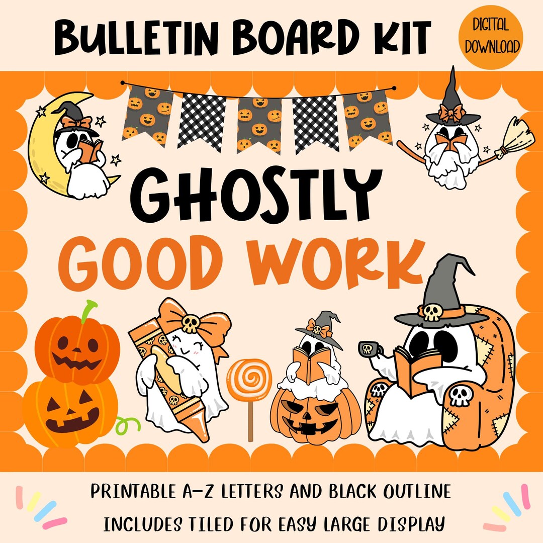 Halloween Bulletin Board Kit | Ghostly Good Work | Cute Ghost & Pumpkin ...