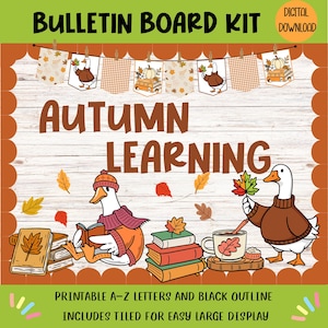 Autumn Bulletin Board Kit | Fall Classroom Decor | Cozy Goose Theme Printable Digital Download