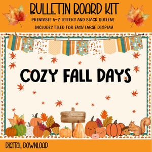 Autumn Bulletin Board Kit | Cozy Fall Days Banner & Border | Classroom Door Decor Download