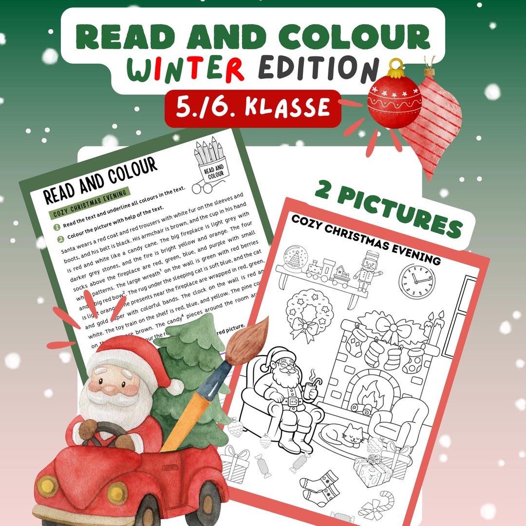 Winter, Read and Colour - Ausmalbild | Englisch, Klasse 5./6. - Etsy
