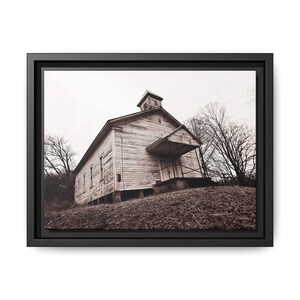 The church Matte Canvas Print, Vintage Barn Decor, Framed Artwork, Country Home Aesthetic, Gift for Farmhouse Lovers