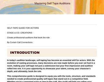 Self Tape Studio Guide for Actors: Audition Preparation Workbook (Digital Download)