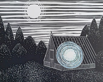 Linocut print- Radiate