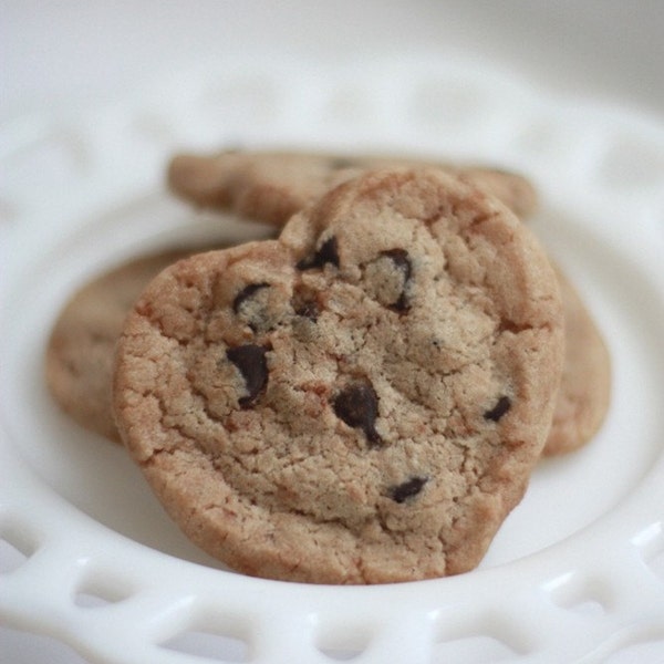 Gluten-Free Vegan Heart Shaped Chocolate Chip Cookies - One Dozen