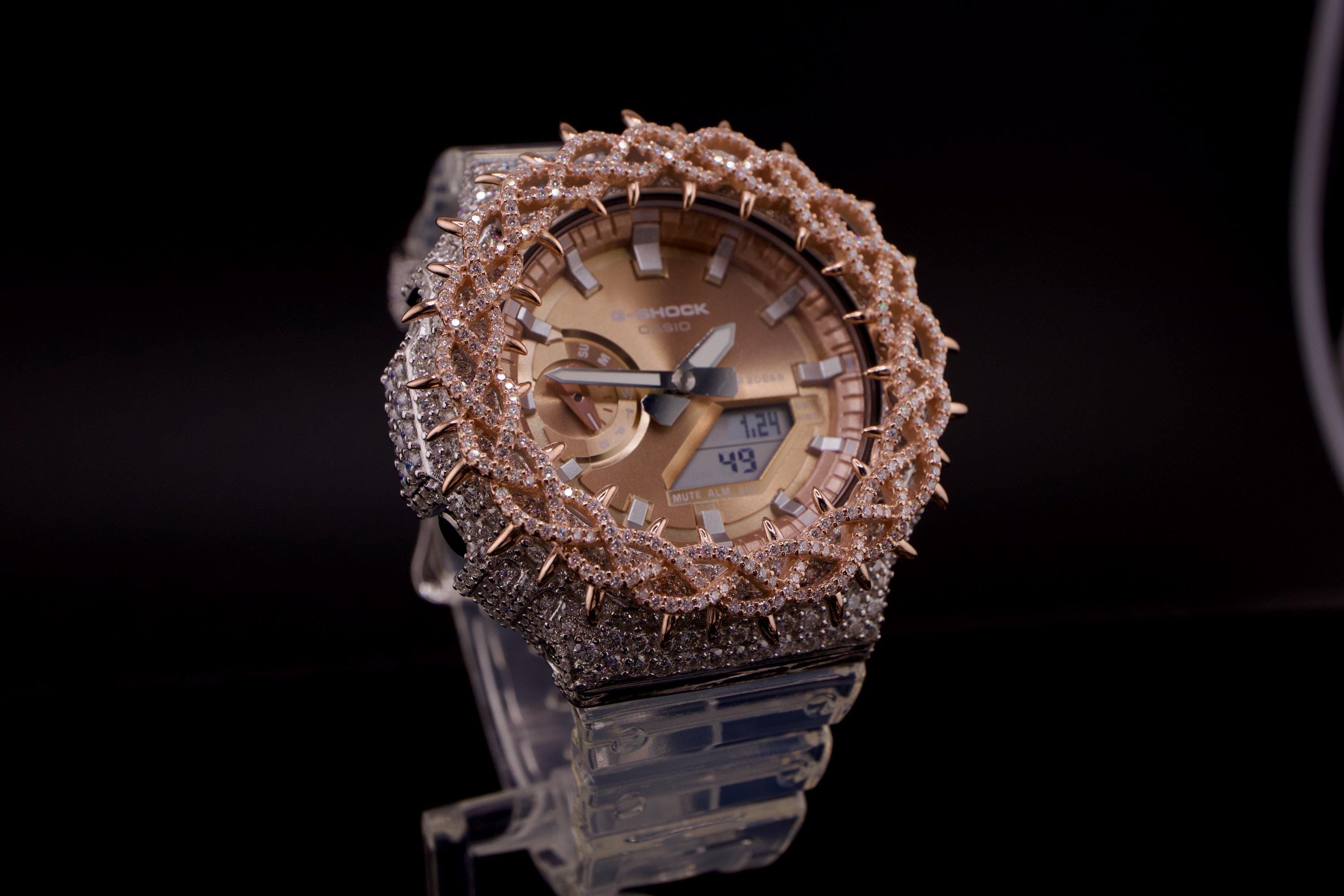Custom Casio G-shock GA-2100 “crown of Thorns” – Diamond Iced Out