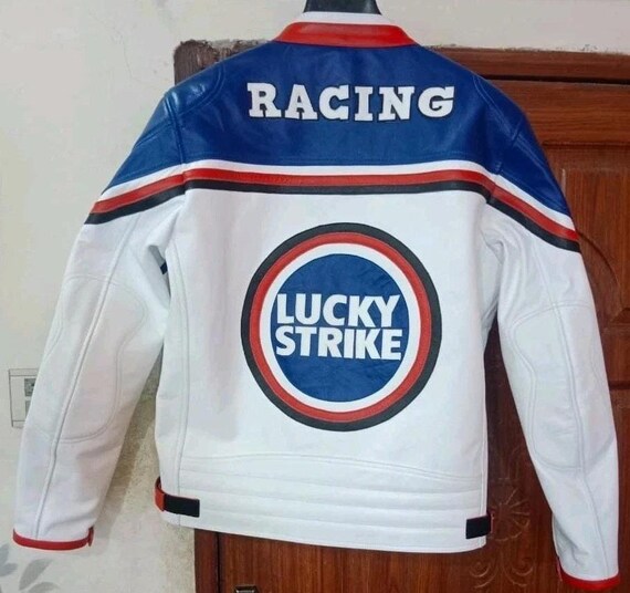 Lucky Strike レーシングレザージャケット メンズ 本革 牛革 モーター