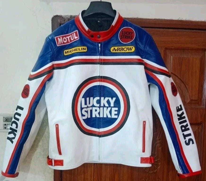 Lucky Strike レーシングレザージャケット メンズ 本革 牛革 モーター