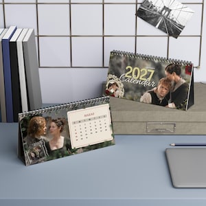 2027 Outlander Inspired Desk Calendar | Jamie Claire Art, Dark Academia (Digital Download)