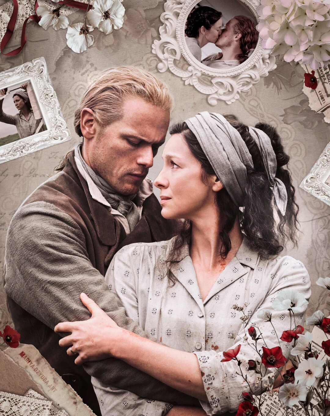 Outlander Art Print: Jamie & Claire Fraser Graphic (3248x4096px JPG ...
