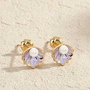 Sterling Silver Pearl Shell Kids Earrings • Ocean Jewelry • Hand Made Jewelry.