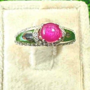 Anello di fidanzamento in argento sterling con rubino rotondo, pietra rossa (6 mm)