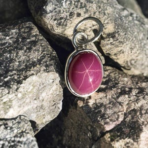 Oval Shape Star Ruby Pendant, Handmade 925 Sterling Silver Pendant, By Girls,,,,| With Chain