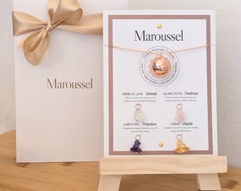 Roségoldene Schwangerschaftsbola, Roségoldene Schwangerschaftsbola-Halskette, Mondstein, Amethyst, Rosenquarz, Citrin, Schwangerschaftsgeschenkidee für Frauen