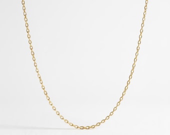 Feine Damen-Panzerkette, 2 mm – Choker, Goldkette, lange Sautoir-Kette, Bola-Kette: 40 cm, 45 cm, 50 cm, 55 cm, 60 cm, 65 cm, 100 cm – 18 Karat