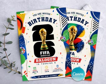 World Cup 2026 Party Invitation, Watch Paty Invite, Soccer Birthday Invitation, Sports Party Theme, Football Invites, Editable CanvaTemplate