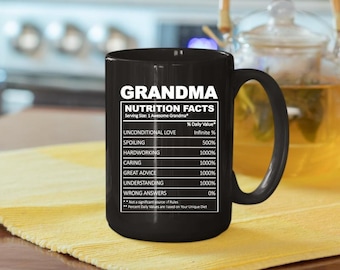 Oma voedingsfeiten koffiemok – Grappige oma mok cadeau, beste oma ooit mok, Moederdag cadeau 11oz 15oz