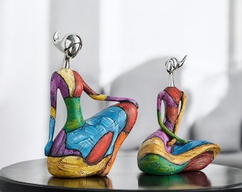 Sculpture de femme yoga abstraite bohème - Statue de méditation faite main