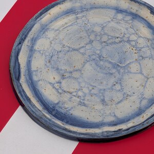 Blue Bubble Glaze Ceramic Plate 20cm, Handmade Speckled Dessert Plate, Ocean Sea Foam Pottery Dish, Coastal Artisan Side Plate Gift