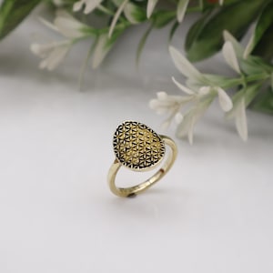 Geometric Brass Ring for Women Men, Handmade Boho Vintage Signet Jewelry, Unique Patterned Statement Ring, Unisex Spiritual Gift