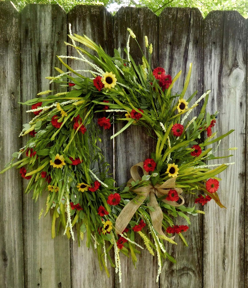 Summer Door Wreath Fall Wreath Fall Door Wreath SummerFall Wreath Wreath Door Wreath Wreath Sunflower Wreath Front Door Decor