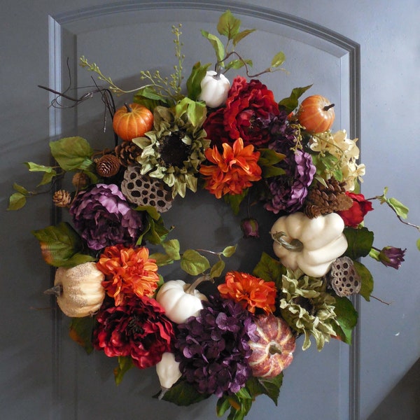 Thanksgiving Wreath , Thanksgiving Decor, Fall Wreath For The Front Door, , Rustic Door Wreath, Woodland Decor, Wreath For The Door