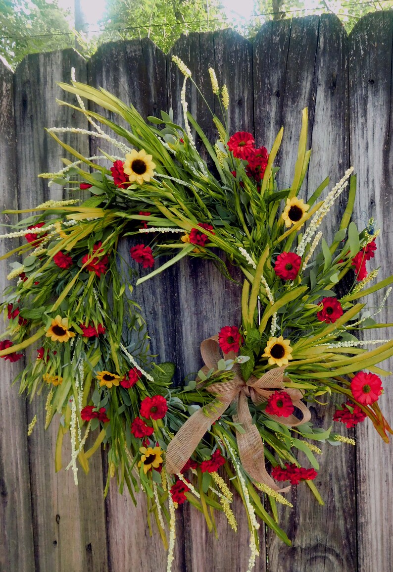 Summer Door Wreath Fall Wreath Fall Door Wreath SummerFall Wreath Wreath Door Wreath Wreath Sunflower Wreath Front Door Decor