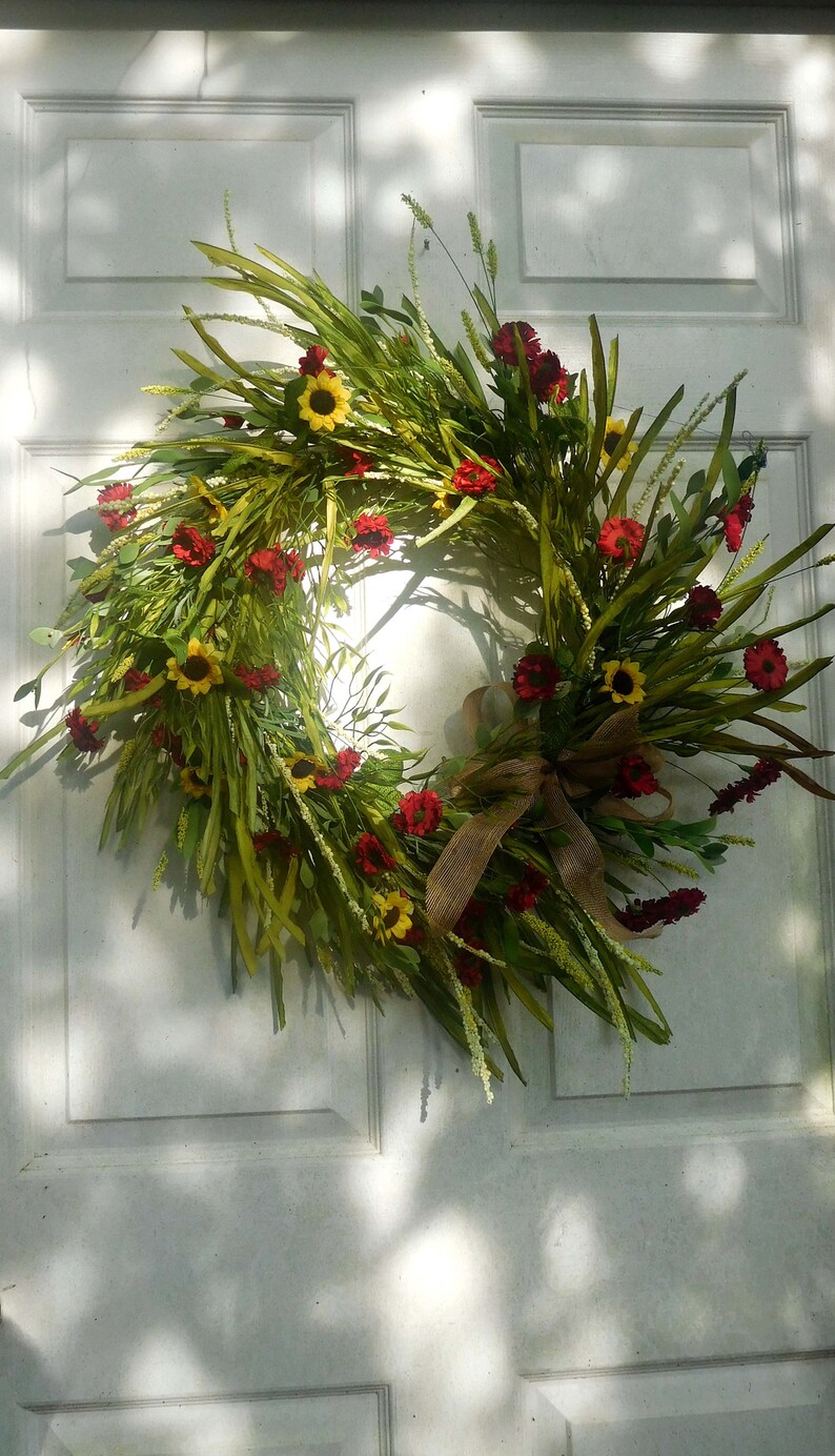 Summer Door Wreath Fall Wreath Fall Door Wreath SummerFall Wreath Wreath Door Wreath Wreath Sunflower Wreath Front Door Decor