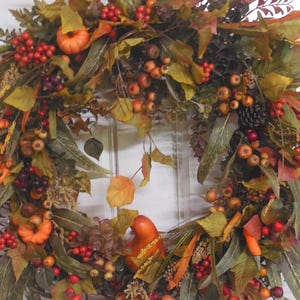 Fall Wreath For Front Door, Thanksgiving Wreaths, Thanksgiving Harvest Wreath, Pumpkins For Fall Door, Thanksgiving Décor