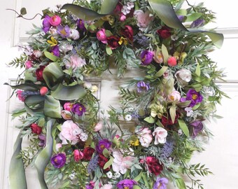 Wreath For Spring Door, English Country Garden For Door, Spring Wreath For Farmhouse, Wreath For Spring/Summer