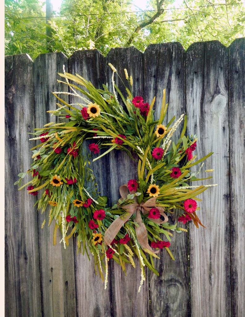 Summer Door Wreath Fall Wreath Fall Door Wreath SummerFall Wreath Wreath Door Wreath Wreath Sunflower Wreath Front Door Decor