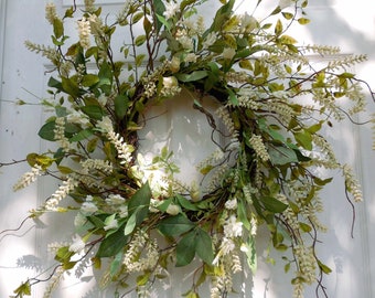 Spring and Summer Country Door Wreath, Summer Wreath, Wild Spring Wreath