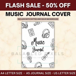 Portada de diario musical - Panel de seguimiento de álbumes - Separador de lista de reproducción para bullet journal - Página de título de canción - Inserto minimalista para carpeta