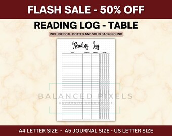 Einfache Lesebuch Liste - Buchtitel Tracker PDF - Lesedatumstabelle - 5-Sterne Bewertungsbogen - Minimalistische Buch-Checkliste - Bujo Seite