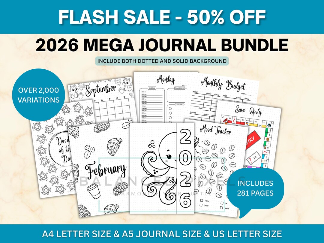 2026 Mega Printable Planner Bundle - ADHD Organizer - A5, A4,& US ...