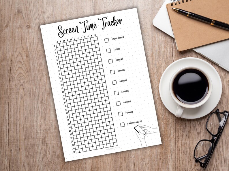 Screen Time Tracker - Printable Digital Detox Log - Social Media Usage ...