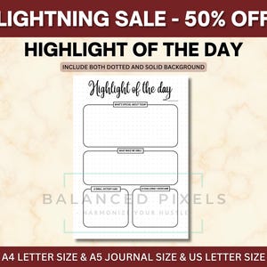 Daily Gratitude Journal: Highlights of the Day, Reflection Questions (Digital Download)