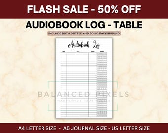 Hörbuch Tracker Liste - Listening Log PDF - Checkliste für das Lesen von Audiodateien - Genre Tracker Sheet - 5-Sterne-Rating-Seite - Bujo Insert Print