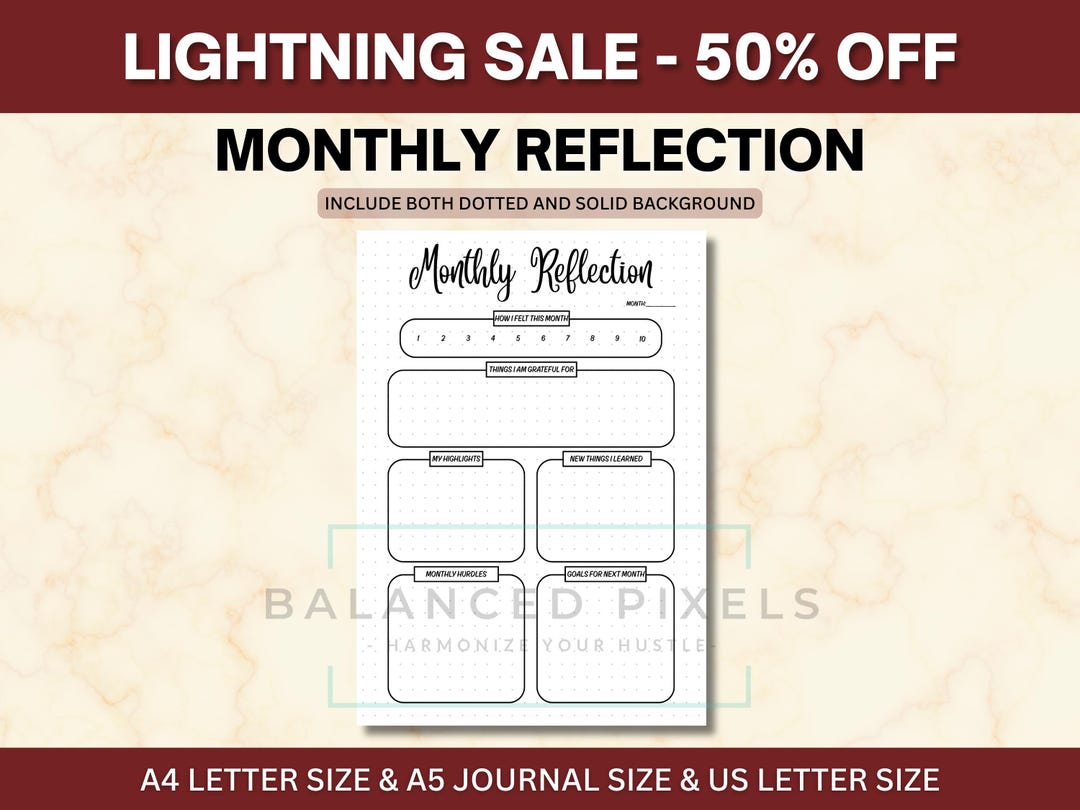 Monthly Reflection Printable | Month in Review Journal | Goal Setting ...