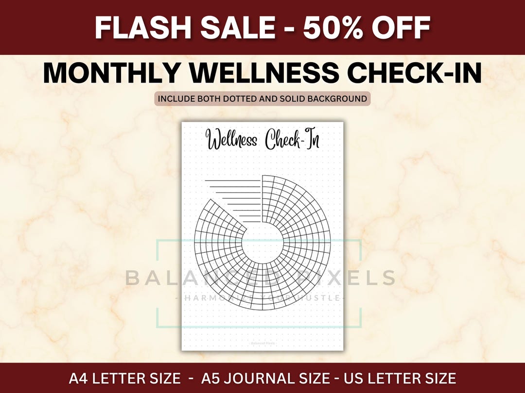 Monthly Wellness Check in Tracker - Printable Wheel Chart PDF - Self ...