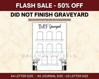 DNF Friedhof Buch Tracker - Abandoned Bücher Log - Lustige Lese Journal Einlage - Halloween Buchseite - Nicht Fertig Liste PDF