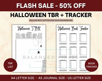 Halloween Leseplaner Set - Spooky Book Tracker & TBR Liste - Oktober Lesetagebuch - Horror Book Challenge - Herbst Bujo Insert PDF
