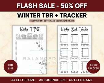 Winter Lese Planer Set - Saisonaler Buch Tracker & TBR Liste - Winter Lese Challenge Log - Schneemann Bujo Insert - druckbares PDF