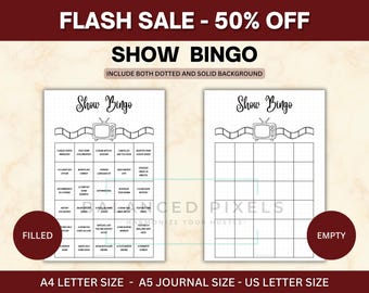 TV Show Bingo Game - Binge Watch Challenge - Custom Series Bujo - Interactive Tracker - Minimalist Insert