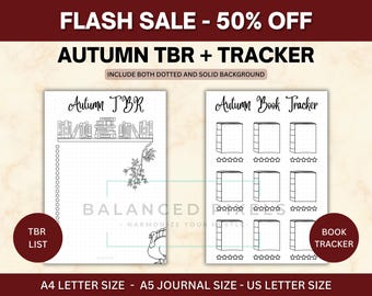 Herbst Lese Planer Set - Herbst Buch Tracker & TBR Liste - Thanksgiving Lesetagebuch - Saisonale Buch Challenge - Herbst Bujo Insert PDF