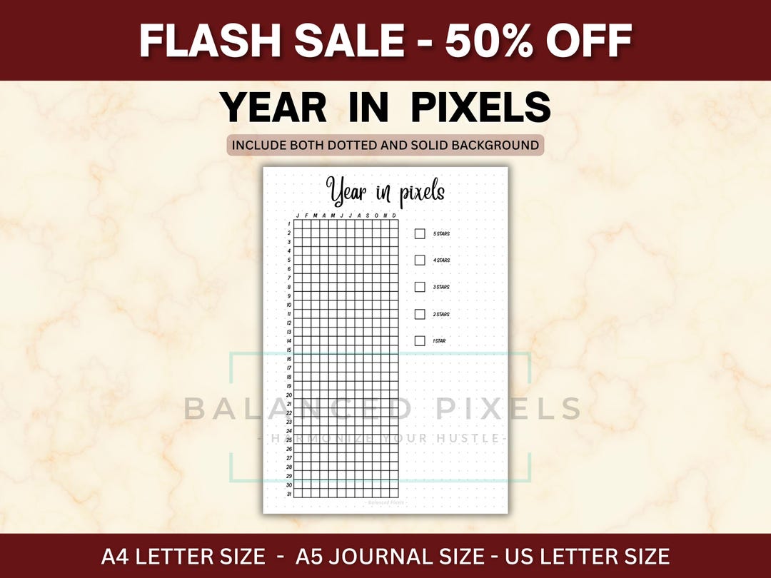 Year in Pixels Mood Tracker - Printable Mental Health Log - Daily ...