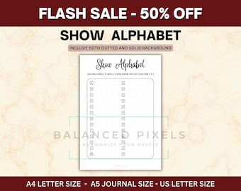 Show Alphabet Game - A to Z Series Tracker - Show Letter Quest - Entertainment Bujo - Minimalist TV Insert