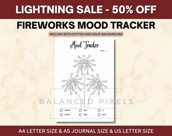 Feuerwerk Stimmung Tracker Printable |  Neujahr Notizbuch | Monatliches Wohlbefinden | Feier-Self-Care-Seite | Digitaler Download
