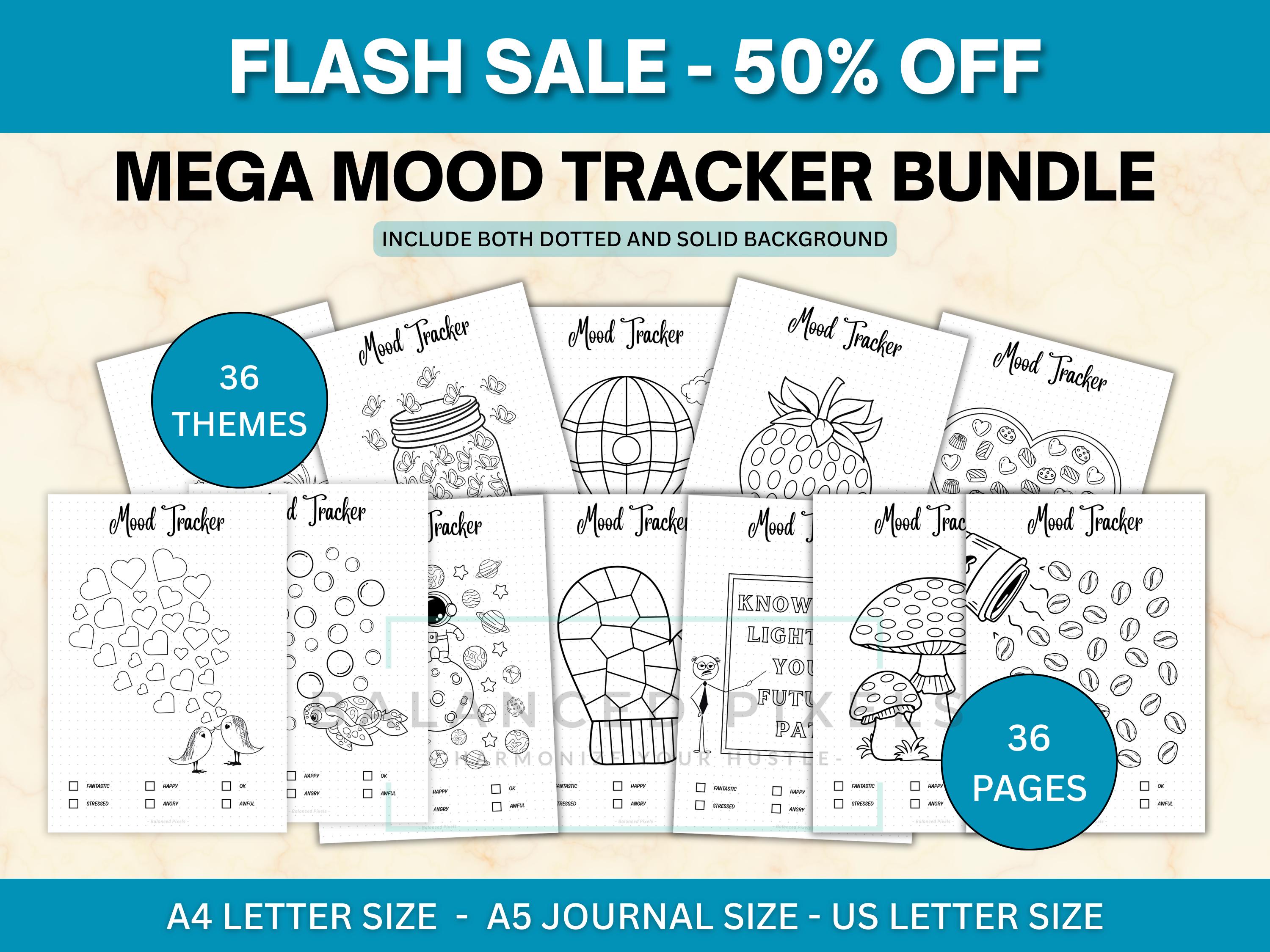36 Monthly Mood Tracker Bundle - Printable Bullet Journal Pages ...
